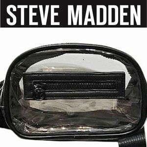 Steve Madden Clear/Black Logo Zipper Belt Bag